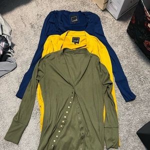 3 longer button up cardigans